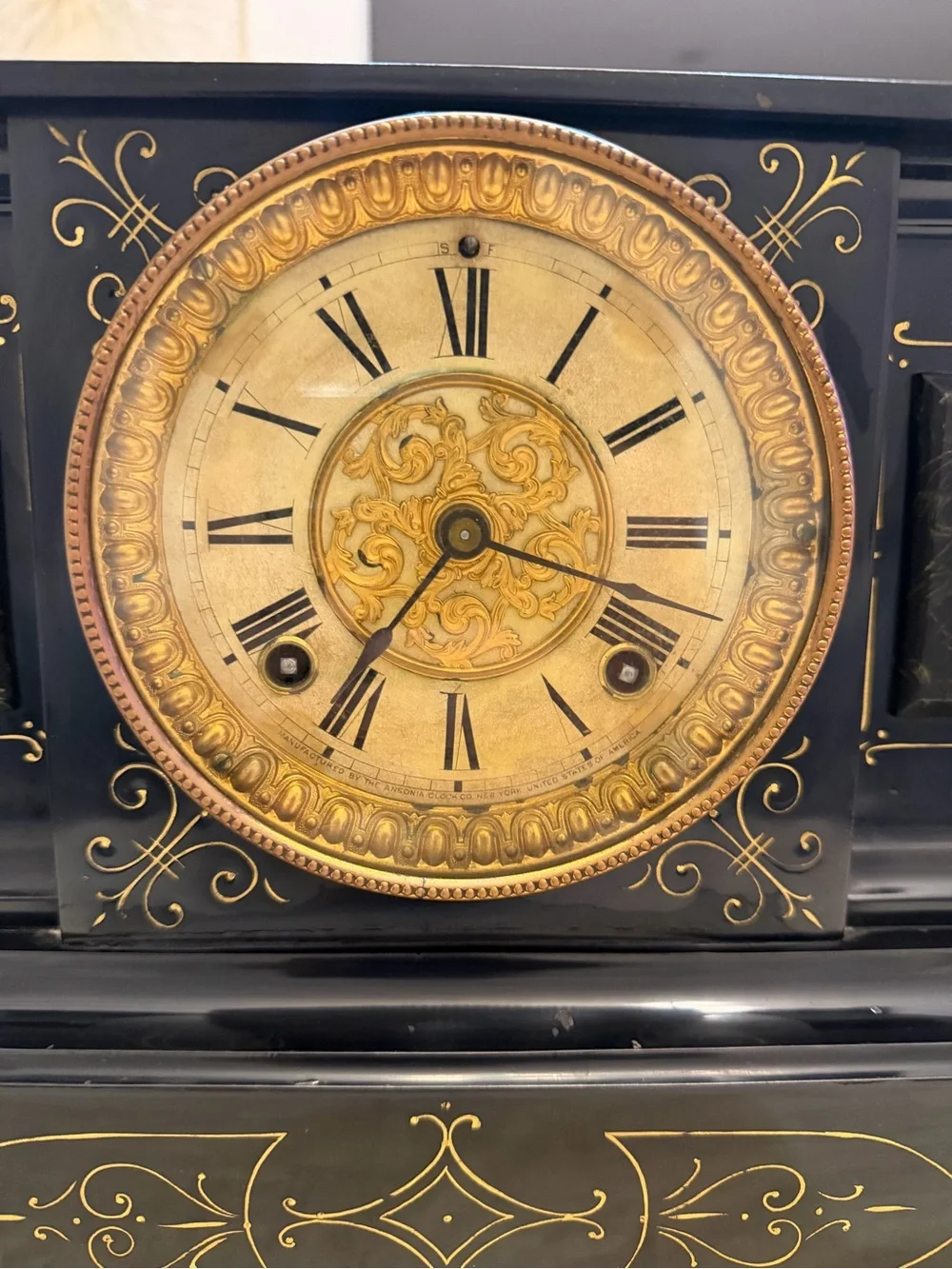 Antique Ansonia Iron 8 Day Mantle Clock *SUPER NICE* With Larger Lion's Heads